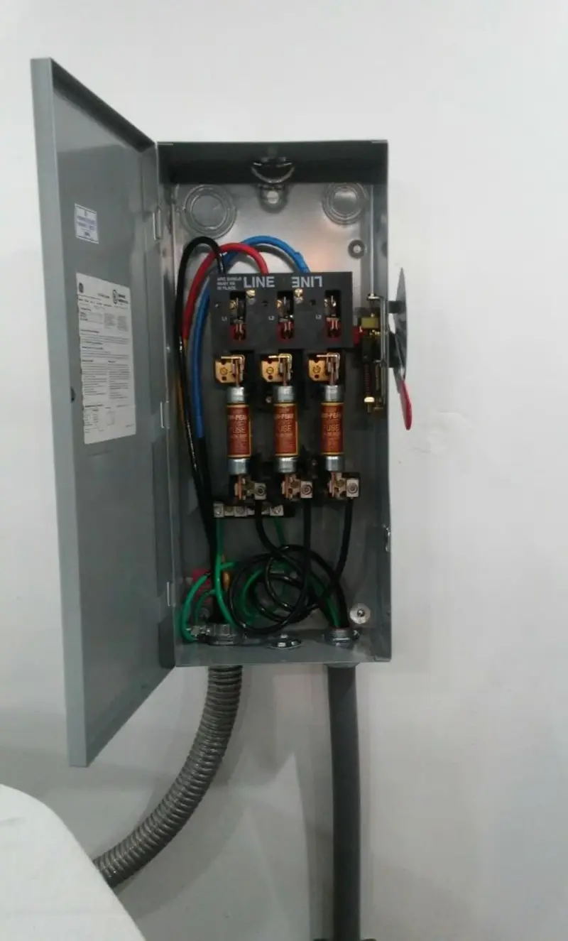 Three-phase disconnect switch installed for Electrical Wiring & Rewiring in Atlas